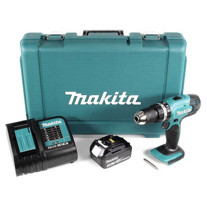 Perceuse à percussion 18V (2x1,5 Ah) dans un coffret avec accessoires - MAKITA DHP453SYX1
