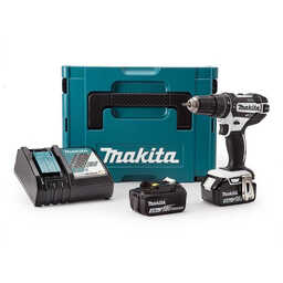 Perceuse visseuse à percussion 18 V Li-Ion série White (2x3,0 Ah) dans Makpac - MAKITA DHP482RFWJ