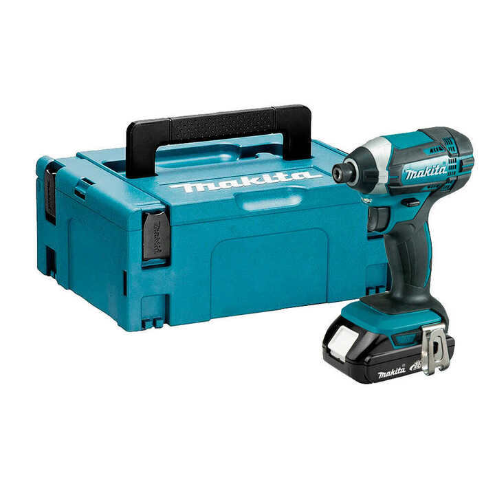 Makita Visseuse à percussion sans fil 18 V/5 Ah avec 2 batteries et chargeur en coffret Makpac, DTD152Y1J 0 wattsW, 18 volts V
