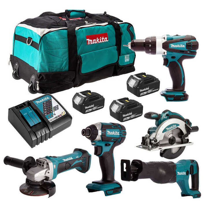 Combopack 5 outils (3x 3.0 Ah) (DGA452Z + DHP458Z + DJR186Z + DSS610Z + DTD152Z) - MAKITA DLX6046