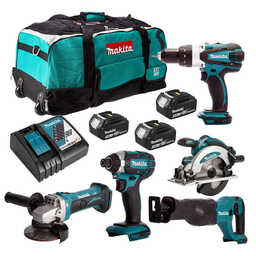 Combopack 5 outils (3x 3.0 Ah) (DGA452Z + DHP458Z + DJR186Z + DSS610Z + DTD152Z) - MAKITA DLX6046