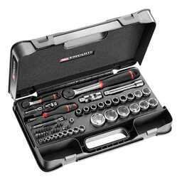 Coffret de douilles 1/4" et 1/2" 6 pans métriques (56 pcs) - FACOM RS.161-2