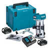 Affleureuse 18V Li-Ion BL (2 x 6.0 Ah) avec accessoires en MAKPAC MAKITA DRT50RGJ