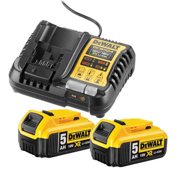Pack power 18V XR (2x5,0 Ah) avec chargeur DEWALT DCB1104P2-QW