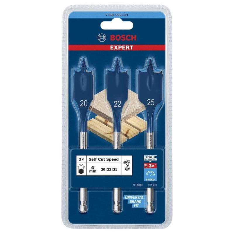 Kit De 10 Mèches Plates (forets Plats) De 6 à 32 Mm - Queue Hexagonale 1/4", Pour Perçage Rapide Dans Le Bois