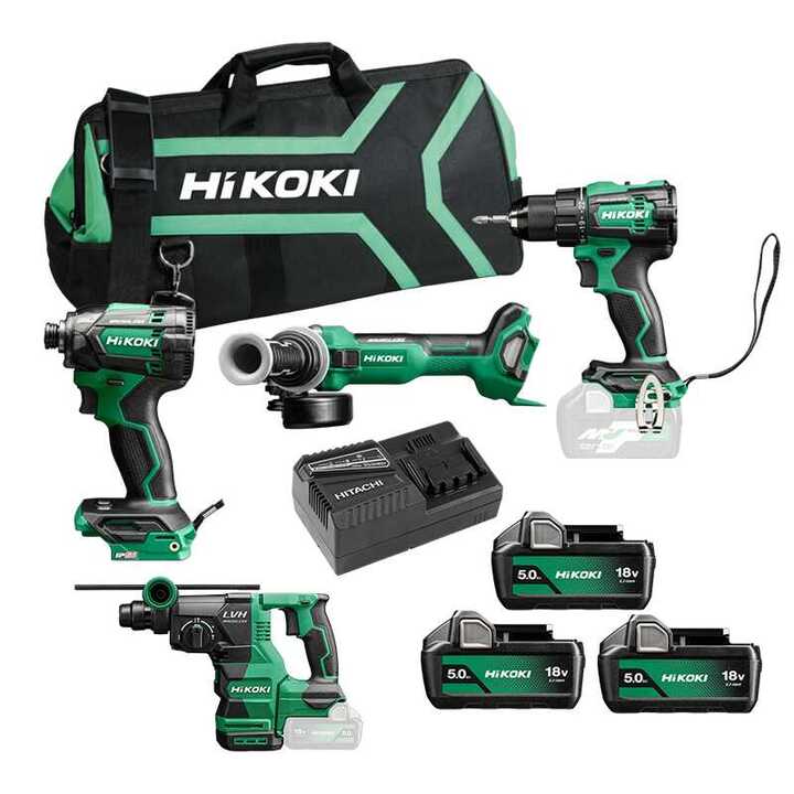 Pack 4 outils sans fil 18V (3x5.0 Ah) avec sac - HIKOKI KC18DEWHZ