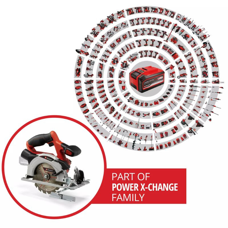 Einhell Scie Circulaire TE-CS 165 1200 W - Lame 165 Mm 24 Dents + Rail De Guidage - Coupe Précise Et Puissante Pour Bois