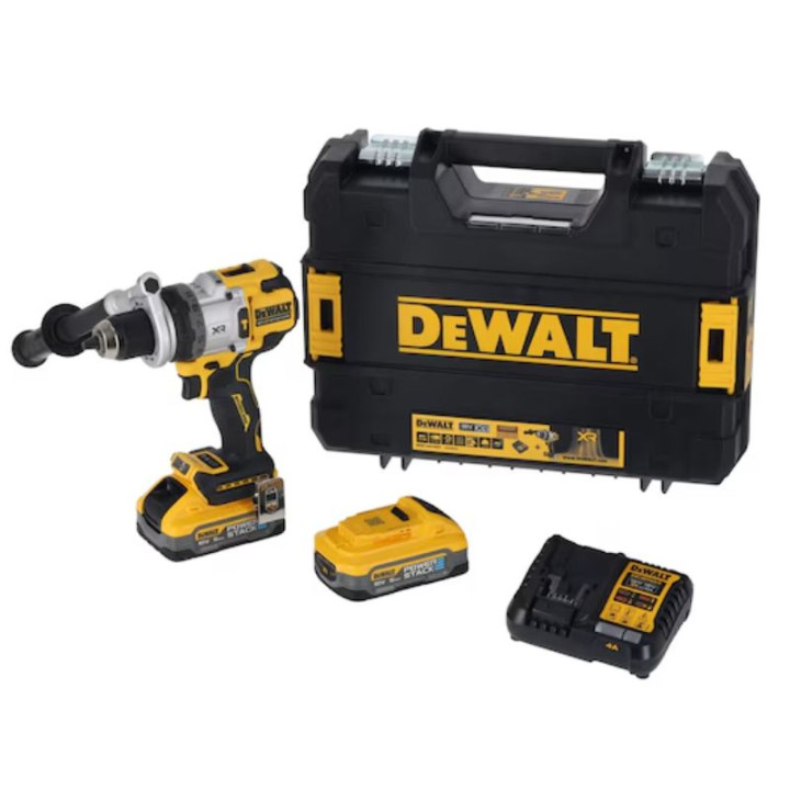 Pack perceuse visseuse à percussion 18V brushless (2x5,0 Ah) dans coffret - DEWALT DCD1007H2T-QW
