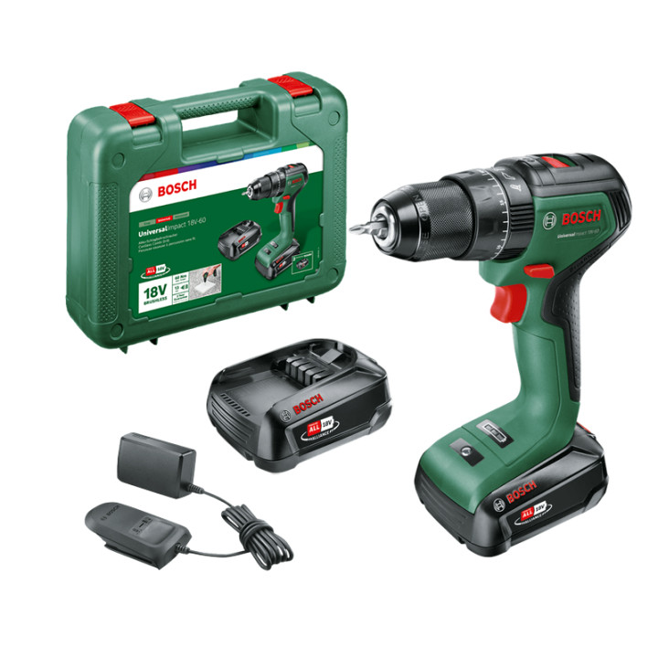Perceuse visseuse sans fil 18V-60 (2x2.0 Ah) dans coffret - BOSCH 06039D7102