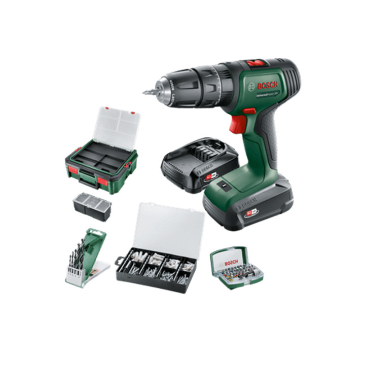 Perceuse 18V (1x1.5Ah) en systembox + accessoires - BOSCH 06039D4107