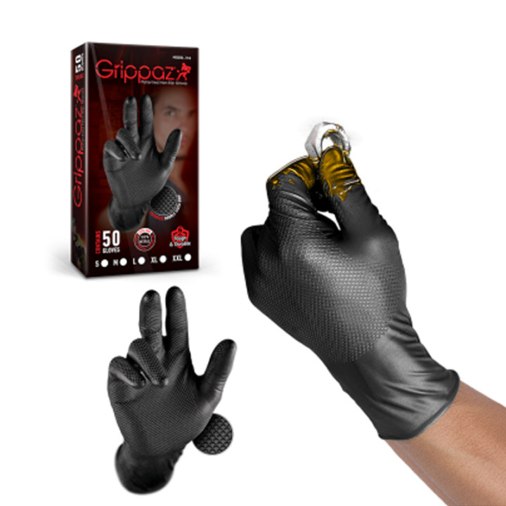 Gants nitrile couleur noir taille L (9) - GRIPPAZ_L