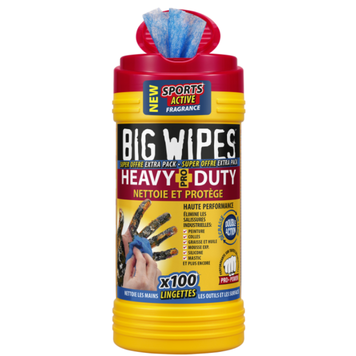 Lingettes double-face ultra-résistantes Heavy Duty (100 pcs) - BIG WIPES BIHEA100-BT
