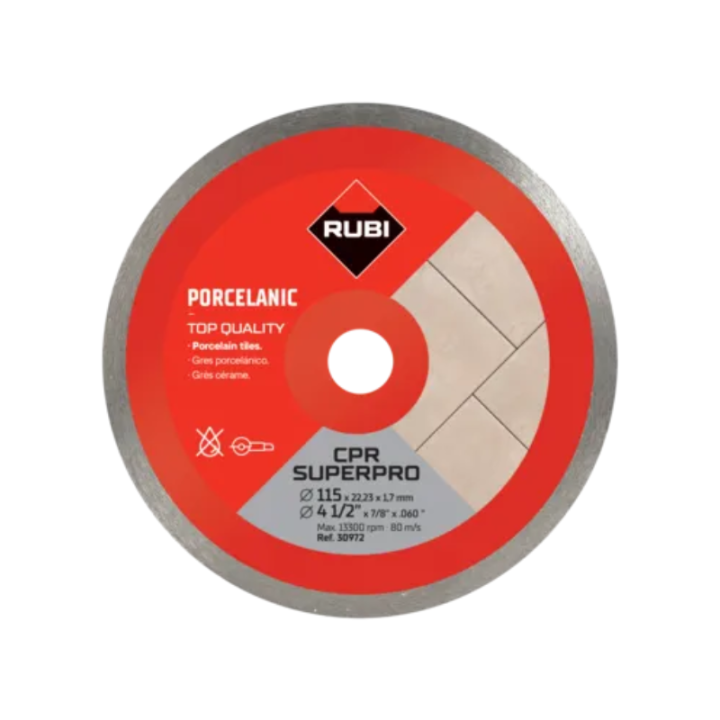 Disque diamant grès porcelaine Ø115x22,2 CONTINU - CPR - RUBI 30972
