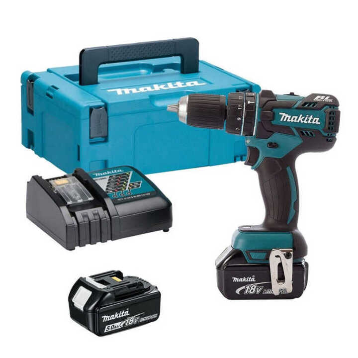 Perceuse-visseuse à chocs (2x5.0 Ah) en coffret MakPac - MAKITA DHP480RTJ