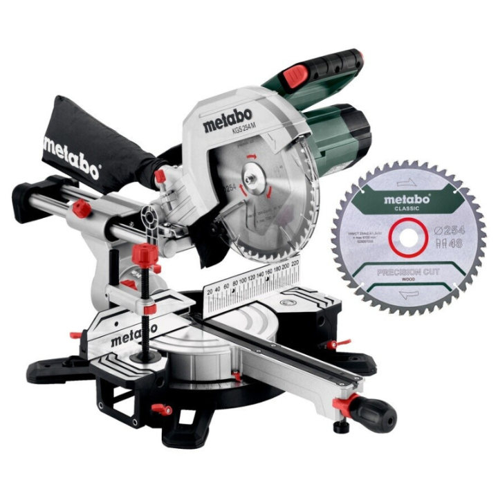 Scie à onglet radiale Ø254 mm 1450W KGS254M Set + 1 lame - METABO 613254900