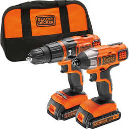 Pack perceuse visseuse à percussion et visseuse à chocs (2 x 1.5 Ah) - BLACK + DECKER BDCHIM18B
