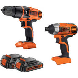 Pack perceuse visseuse à percussion et visseuse à chocs (2 x 1.5 Ah) - BLACK + DECKER BDCHIM18B