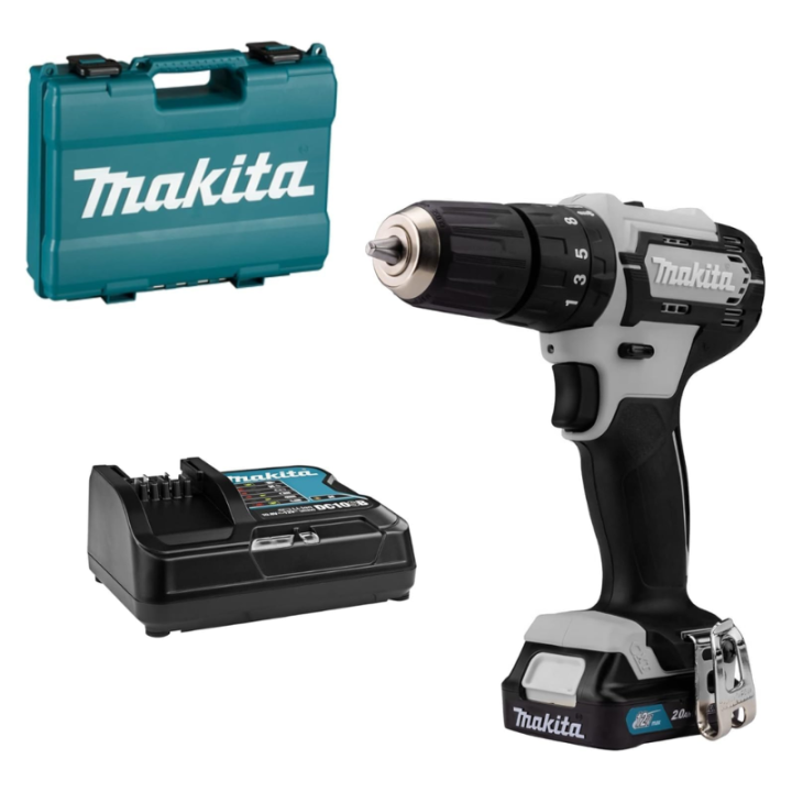Perceuse à percussion blanche 12 V Li-Ion (1 x 2Ah) avec chargeur - MAKITA HP333DSAW