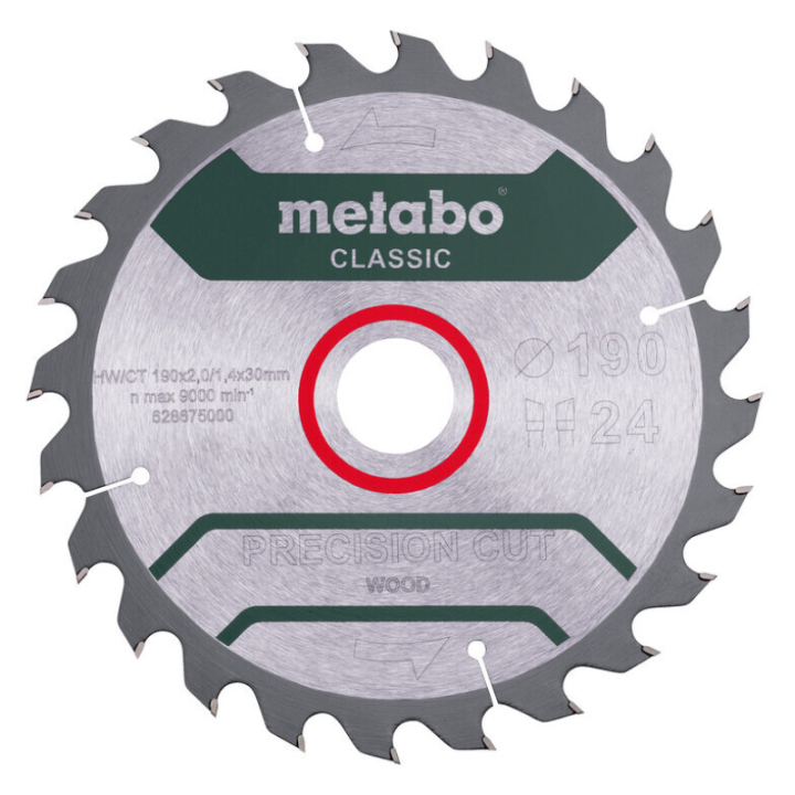 Lames de scies circulaires 190x30 Z24 HW/CT - METABO 628675000