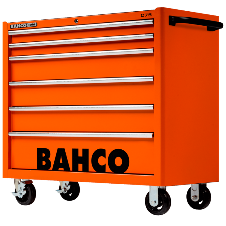 Servante orange "Classique" à grande capacité 6 tiroirs - BAHCO 1475KXL6
