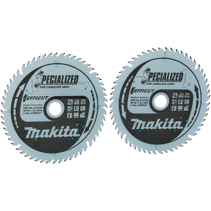 Lot de 2 lames de scie circulaire multi-bois Ø165mm - MAKITA B-57336-2