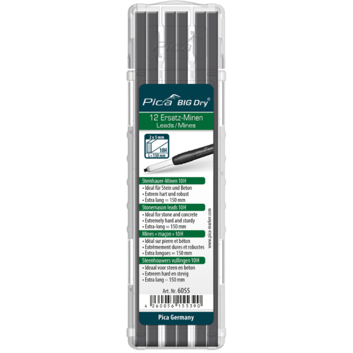 Recharge de 10 mines pour crayon (12 pièces) - PICA 6055