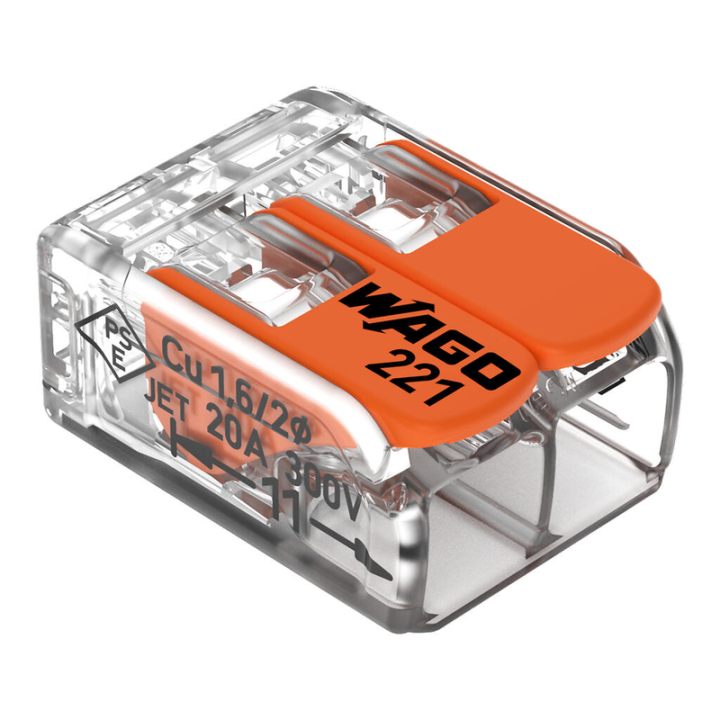 Lot de 100 bornes 221 Mini 2x4mm² - WAGO 221-412