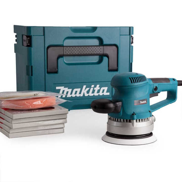Ponceuse excentrique 150 mm 310 W avec 53 accessoires et coffret Makpac