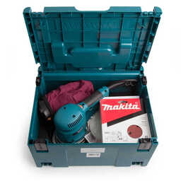 Ponceuse excentrique 150 mm 310 W avec 53 accessoires et coffret Makpac